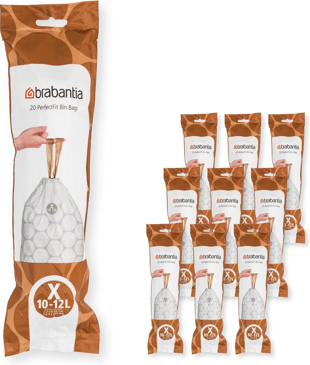 Brabantia PerfectFit Vuilniszakken - 10 - 12 L - Code X - 10 Rollen X 20 Stuks 3 Brabantia PerfectFit Vuilniszakken - 10 - 12 L - Code X - 10 Rollen X 20 Stuks