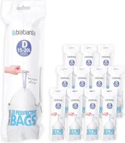 Brabantia PerfectFit Vuilniszakken - 15/20 L - Code D - 12 Rollen X 20 Stuks