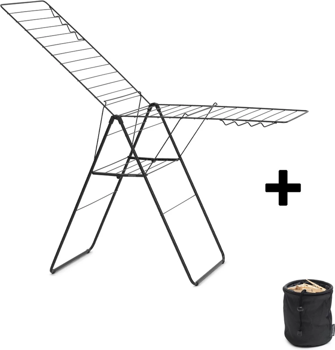 Brabantia HangOn Droogrek Inklapbaar - 25 Meter - Met Wasknijpertasje - Matt Black 3 Brabantia HangOn Droogrek Inklapbaar - 25 Meter - Met Wasknijpertasje - Matt Black