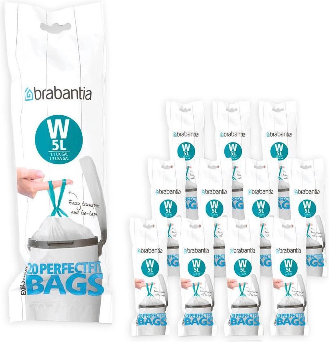 Brabantia PerfectFit Vuilniszakken - 5 L - Code W - 12 Rollen X 20 Stuks 3 Brabantia PerfectFit Vuilniszakken - 5 L - Code W - 12 Rollen X 20 Stuks