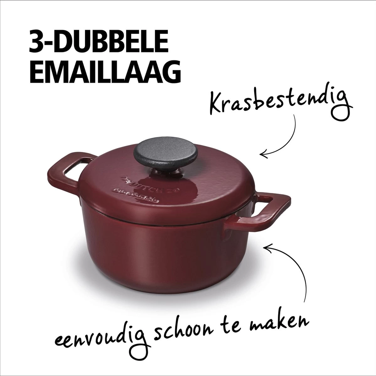 BRABANTIA THE DUTCH Gietijzeren Braadpan - Ø 20cm - 2,5L - Bordeaux - Inductie 10 BRABANTIA THE DUTCH Gietijzeren Braadpan - Ø 20cm - 2,5L - Bordeaux - Inductie - Afbeelding 8