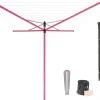 Brabantia Lift-O-Matic Droogmolen Met Metalen Grondanker, Beschermhoes, Wasknijpertasje En Wasknijpers - 50 M - Spring Pink 1 Brabantia Lift-O-Matic Droogmolen Met Metalen Grondanker, Beschermhoes, Wasknijpertasje En Wasknijpers - 50 M - Spring Pink -Brabantia 1200x1001
