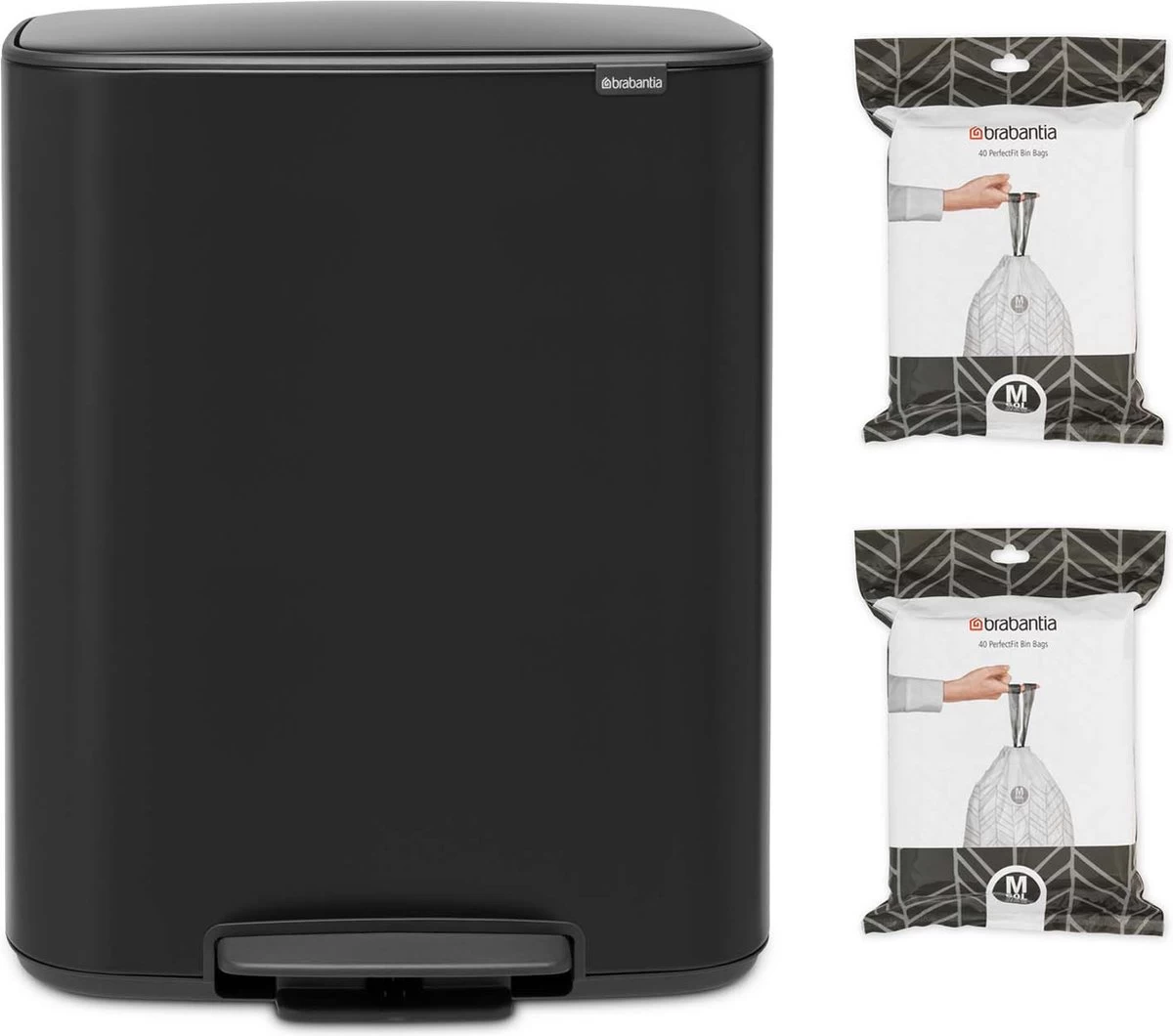 Brabantia Bo Prullenbak - 60 L - Met 80 Vuilniszakken - Matt Black 3 Brabantia Bo Prullenbak - 60 L - Met 80 Vuilniszakken - Matt Black