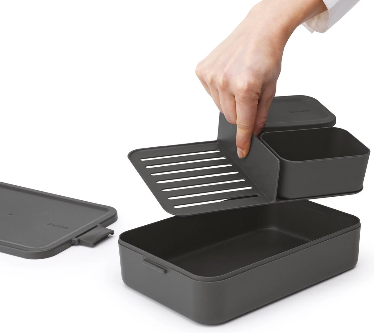 Brabantia Make & Take Bento Lunchbox Incl Bentobox - Large - Kunststof - Dark Grey 12 Brabantia Make & Take Bento Lunchbox Incl Bentobox - Large - Kunststof - Dark Grey - Afbeelding 10