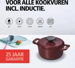 BRABANTIA THE DUTCH Gietijzeren Braadpan - Ø 20cm - 2,5L - Bordeaux - Inductie 16 BRABANTIA THE DUTCH Gietijzeren Braadpan - Ø 20cm - 2,5L - Bordeaux - Inductie -Brabantia 1200x1095