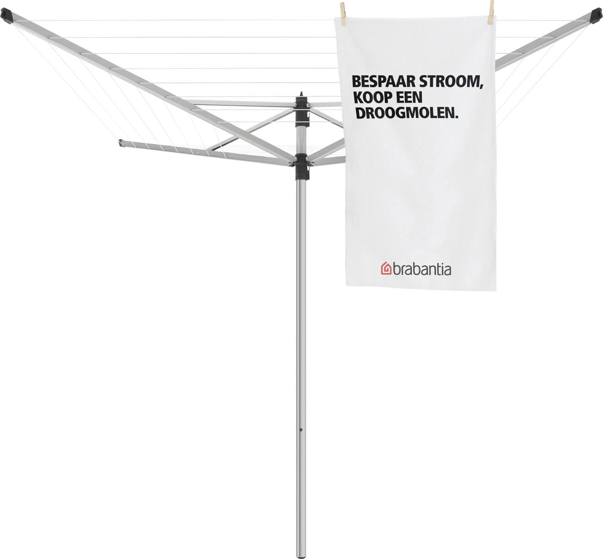 Brabantia Lift-O-Matic Droogmolen - Met Metalen Grondanker, Beschermhoes, Wasknijpertasje En Wasknijpers - 40 M - Metallic Grey 6 Brabantia Lift-O-Matic Droogmolen - Met Metalen Grondanker, Beschermhoes, Wasknijpertasje En Wasknijpers - 40 M - Metallic Grey - Afbeelding 5