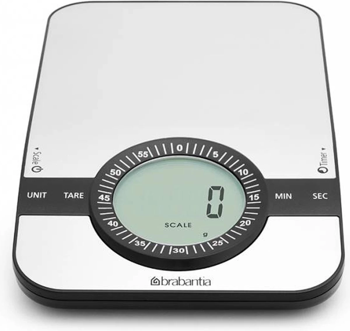 Brabantia Profile Keukenweegschaal - Rechthoekig - Met Kookwekker - RVS 3 Brabantia Profile Keukenweegschaal - Rechthoekig - Met Kookwekker - RVS