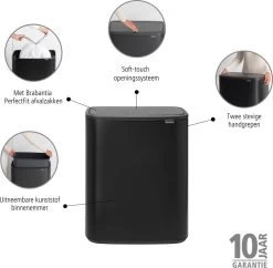 Brabantia Bo Touch Bin Prullenbak - 60 L - Matt Black -Brabantia 1200x1177 2