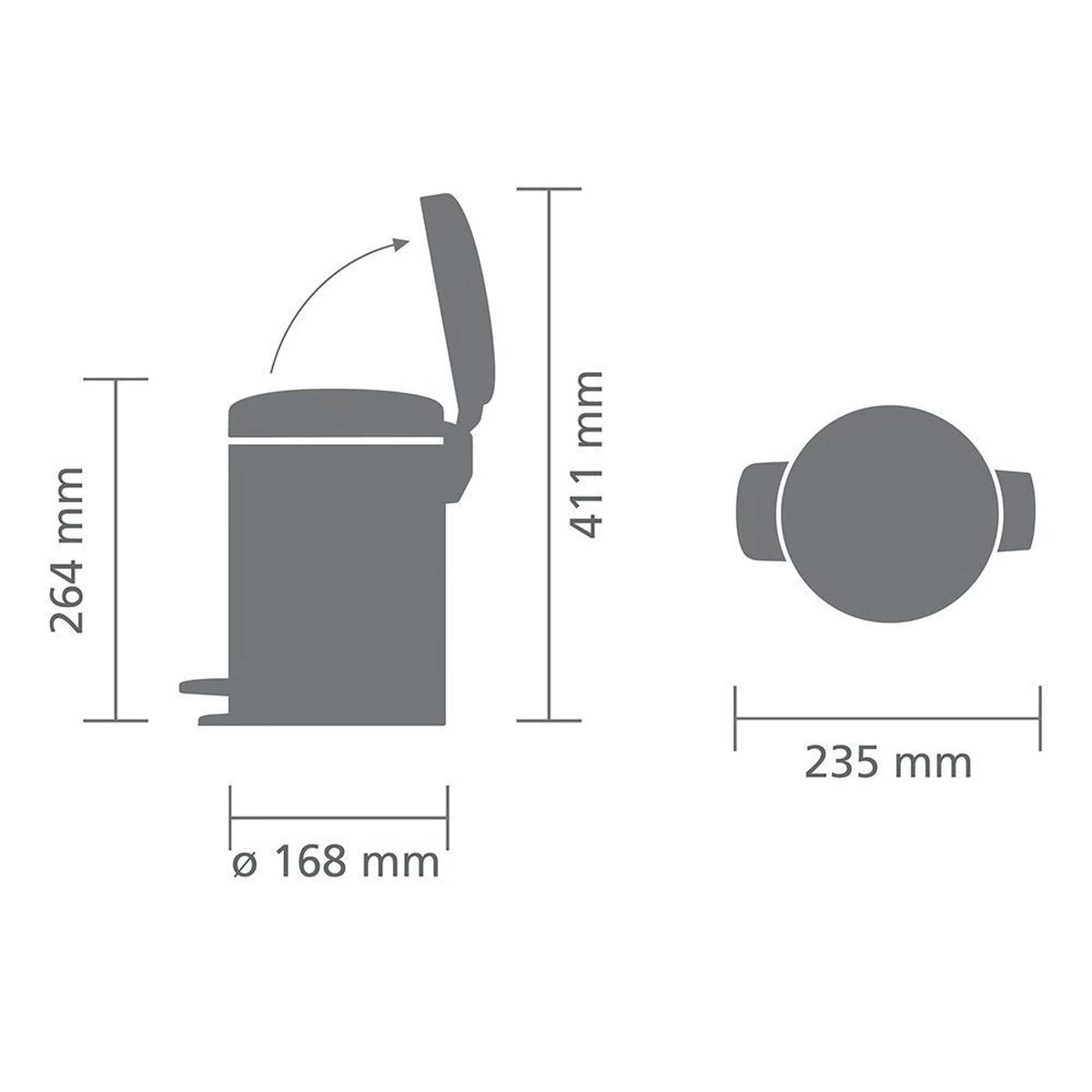 Brabantia NewIcon Prullenbak - 3 L - Brilliant Steel 5 Brabantia NewIcon Prullenbak - 3 L - Brilliant Steel - Afbeelding 3