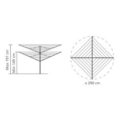 Brabantia Lift-O-Matic Advance Droogmolen Met Grondanker, Beschermhoes En Wasknijpertasje - 50 M - Metallic Grey 21 Brabantia Lift-O-Matic Advance Droogmolen Met Grondanker, Beschermhoes En Wasknijpertasje - 50 M - Metallic Grey -Brabantia 1200x1200 400