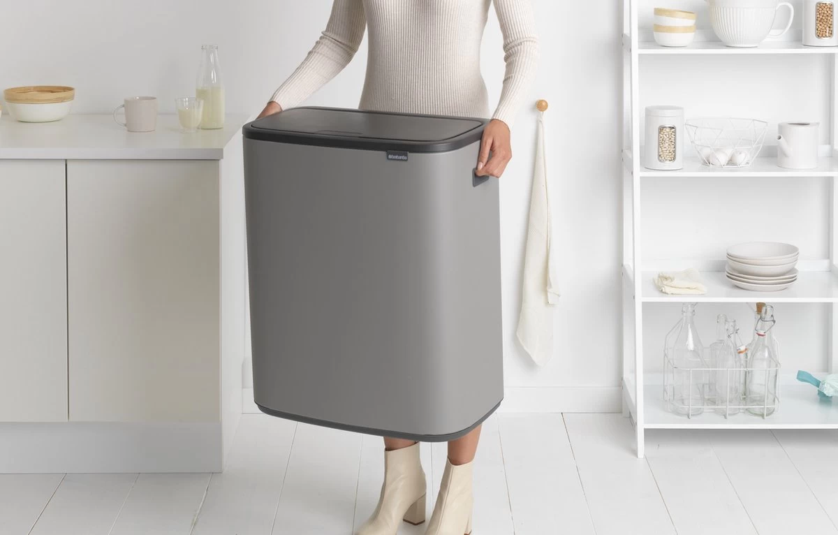Brabantia Bo Touch Bin Prullenbak - 2 X 30 L - Mineral Concrete Grey 8 Brabantia Bo Touch Bin Prullenbak - 2 X 30 L - Mineral Concrete Grey - Afbeelding 6