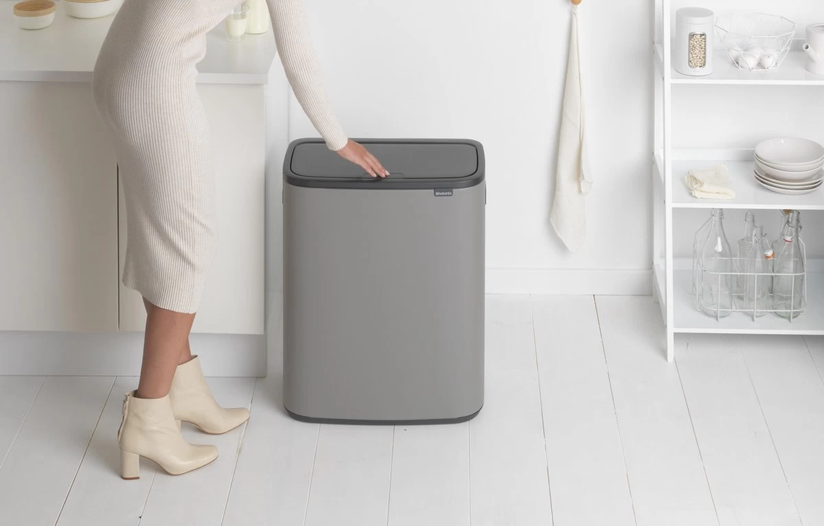 Brabantia Bo Touch Bin Prullenbak - 2 X 30 L - Mineral Concrete Grey 12 Brabantia Bo Touch Bin Prullenbak - 2 X 30 L - Mineral Concrete Grey - Afbeelding 10