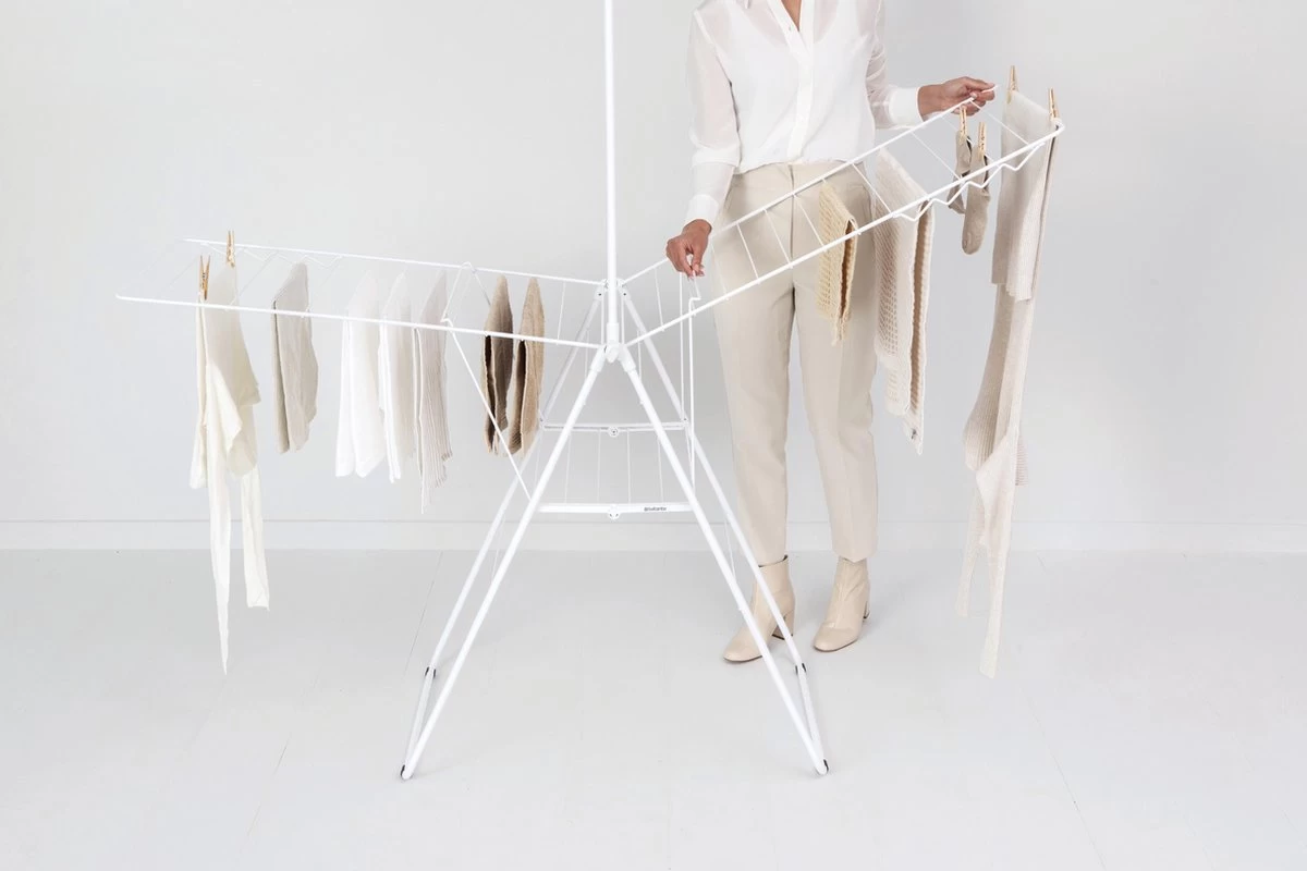 Brabantia HangOn Droogrek Inklapbaar - 25 Meter - Met Stang - White 8 Brabantia HangOn Droogrek Inklapbaar - 25 Meter - Met Stang - White - Afbeelding 6