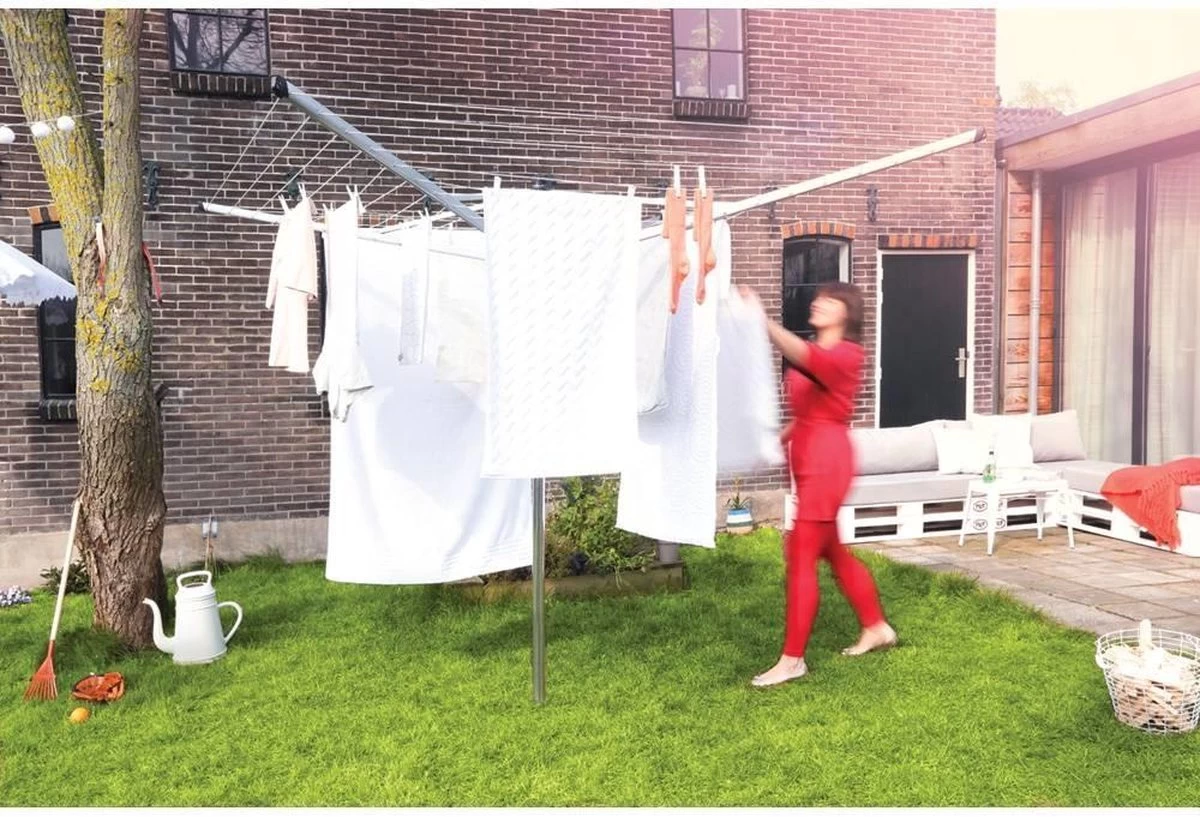 Brabantia Lift-O-Matic Droogmolen Met Grondanker En Beschermhoes - 50 M - Metallic Grey 12 Brabantia Lift-O-Matic Droogmolen Met Grondanker En Beschermhoes - 50 M - Metallic Grey - Afbeelding 10