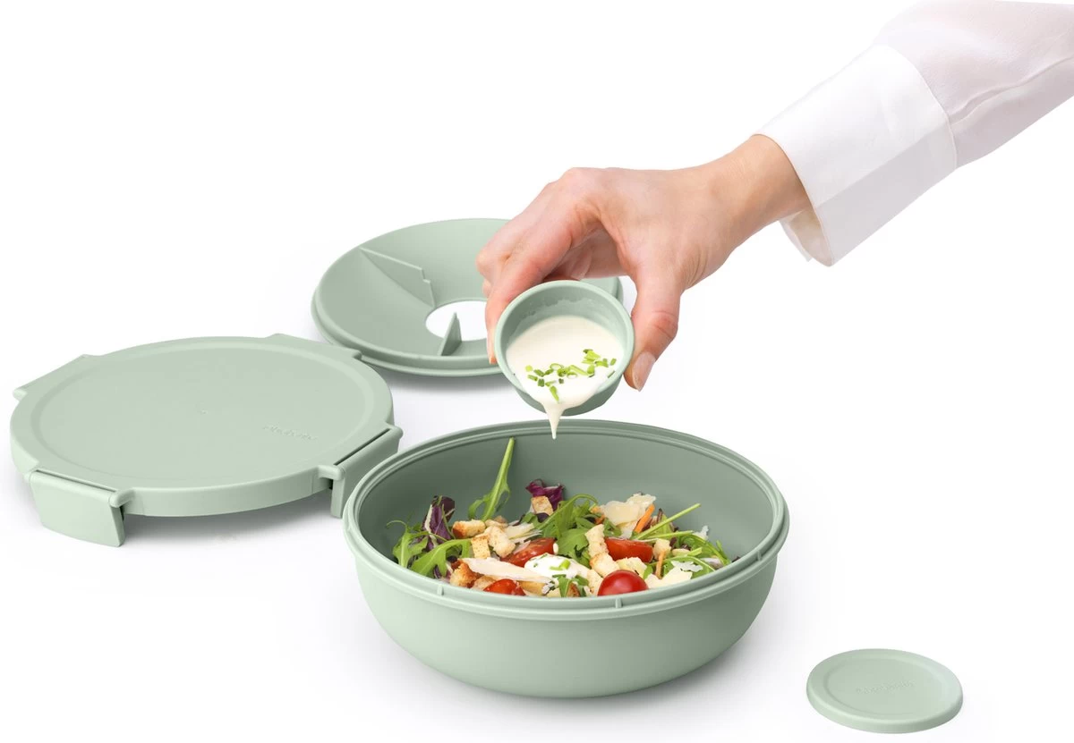 Brabantia Make & Take Salade Lunchbox - 1,3 L - Kunststof - Jade Green 9 Brabantia Make & Take Salade Lunchbox - 1,3 L - Kunststof - Jade Green - Afbeelding 7