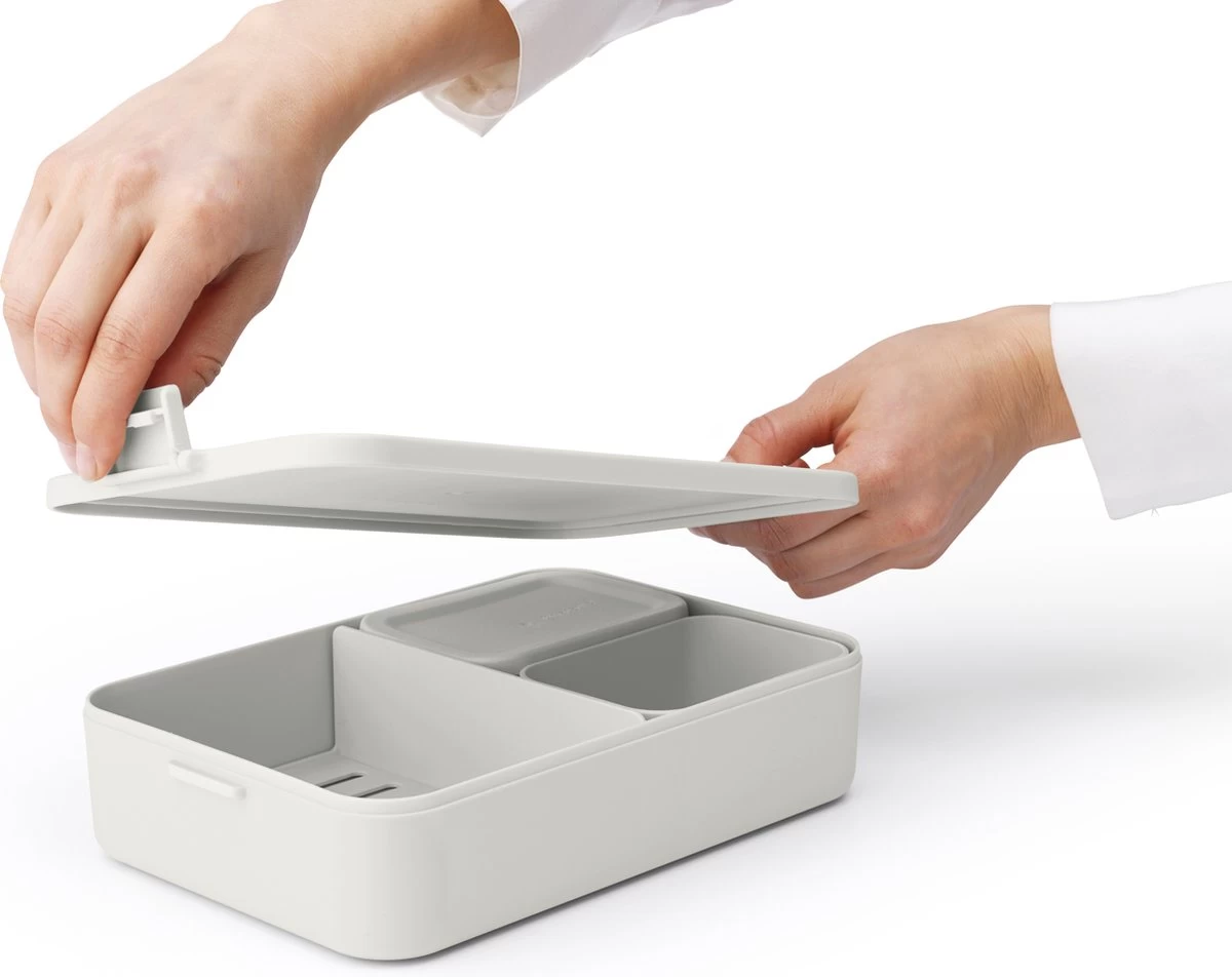 Brabantia Make & Take Bento Lunchbox Incl Bentobox - Large - Kunststof - Light Grey 18 Brabantia Make & Take Bento Lunchbox Incl Bentobox - Large - Kunststof - Light Grey - Afbeelding 16