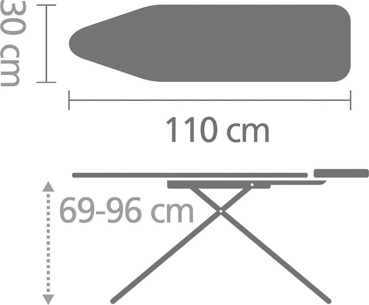 Brabantia Strijkplank A - Met Strijkerhouder - 110x30 Cm - Denim Blue 4 Brabantia Strijkplank A - Met Strijkerhouder - 110x30 Cm - Denim Blue - Afbeelding 2