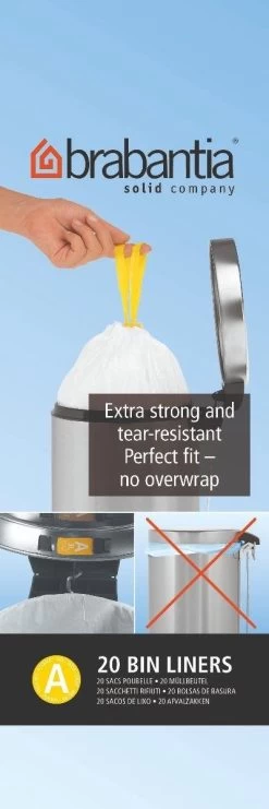 Brabantia PerfectFit Afvalzak Met Trekbandsluiting - 3 L - Code A - 20 Stuks -Brabantia 400x1200