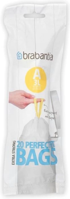 Brabantia PerfectFit Afvalzak Met Trekbandsluiting - 3 L - Code A - 20 Stuks