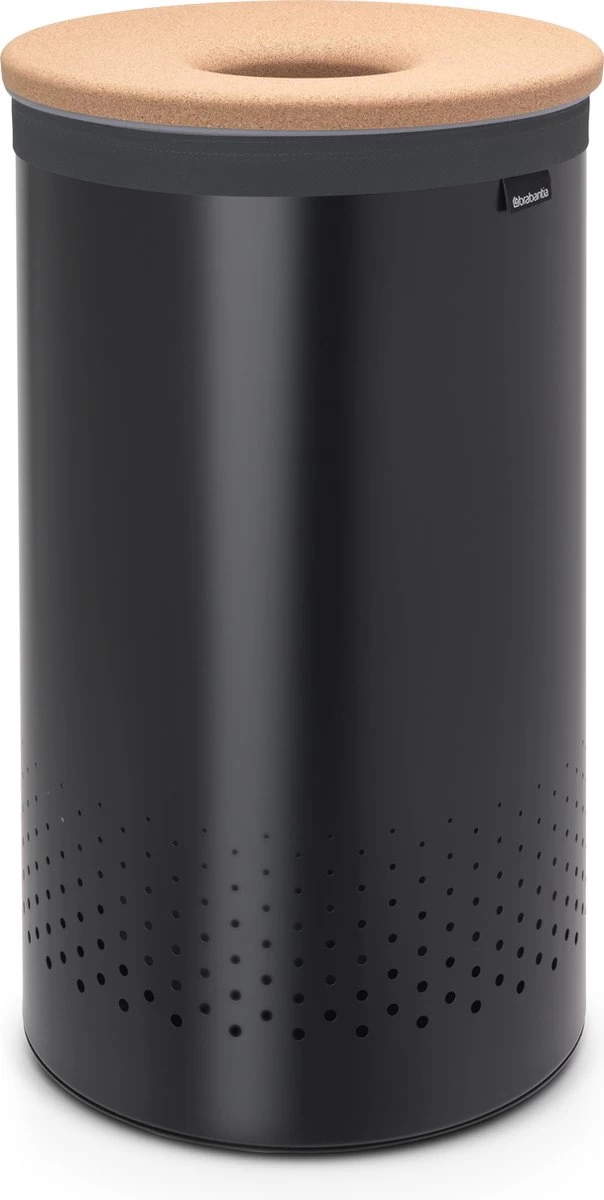 Brabantia Wasmand Met Deksel - 60 L - Matt Black / Kurken Deksel 3 Brabantia Wasmand Met Deksel - 60 L - Matt Black / Kurken Deksel