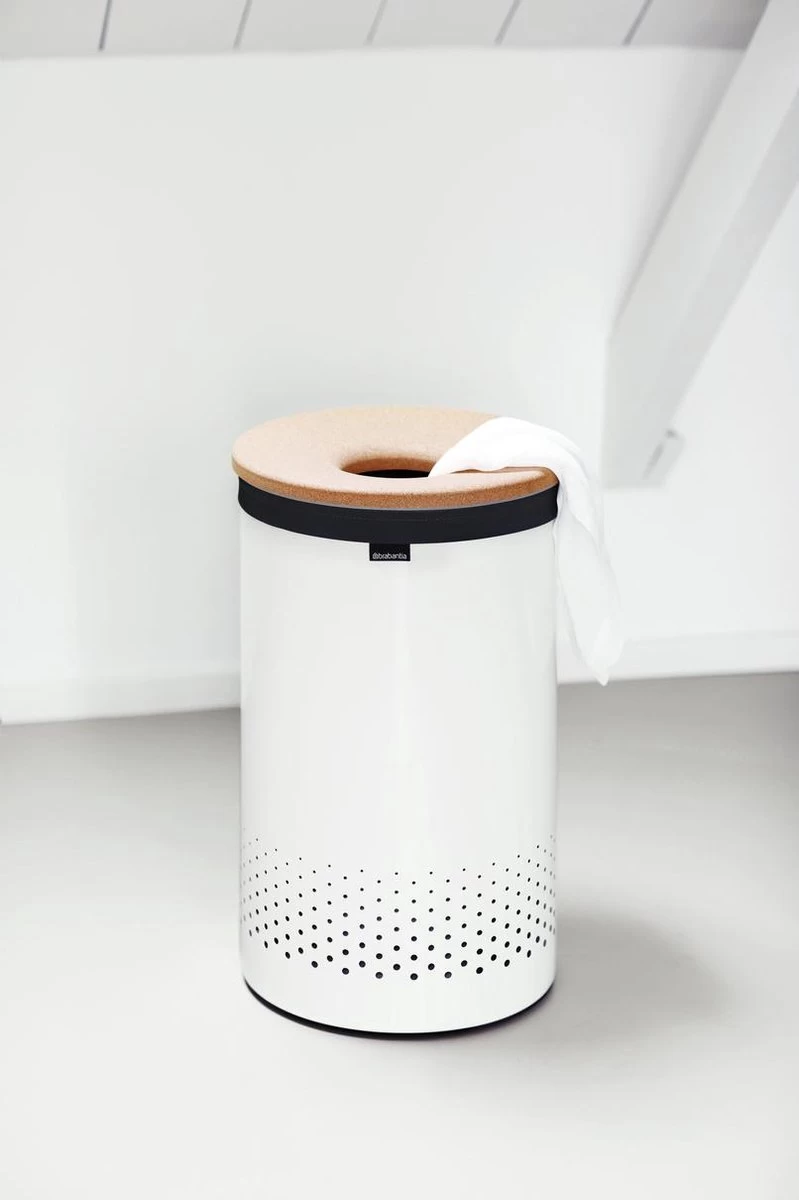 Brabantia Wasmand Met Deksel - 60 L - White / Kurken Deksel 16 Brabantia Wasmand Met Deksel - 60 L - White / Kurken Deksel - Afbeelding 14