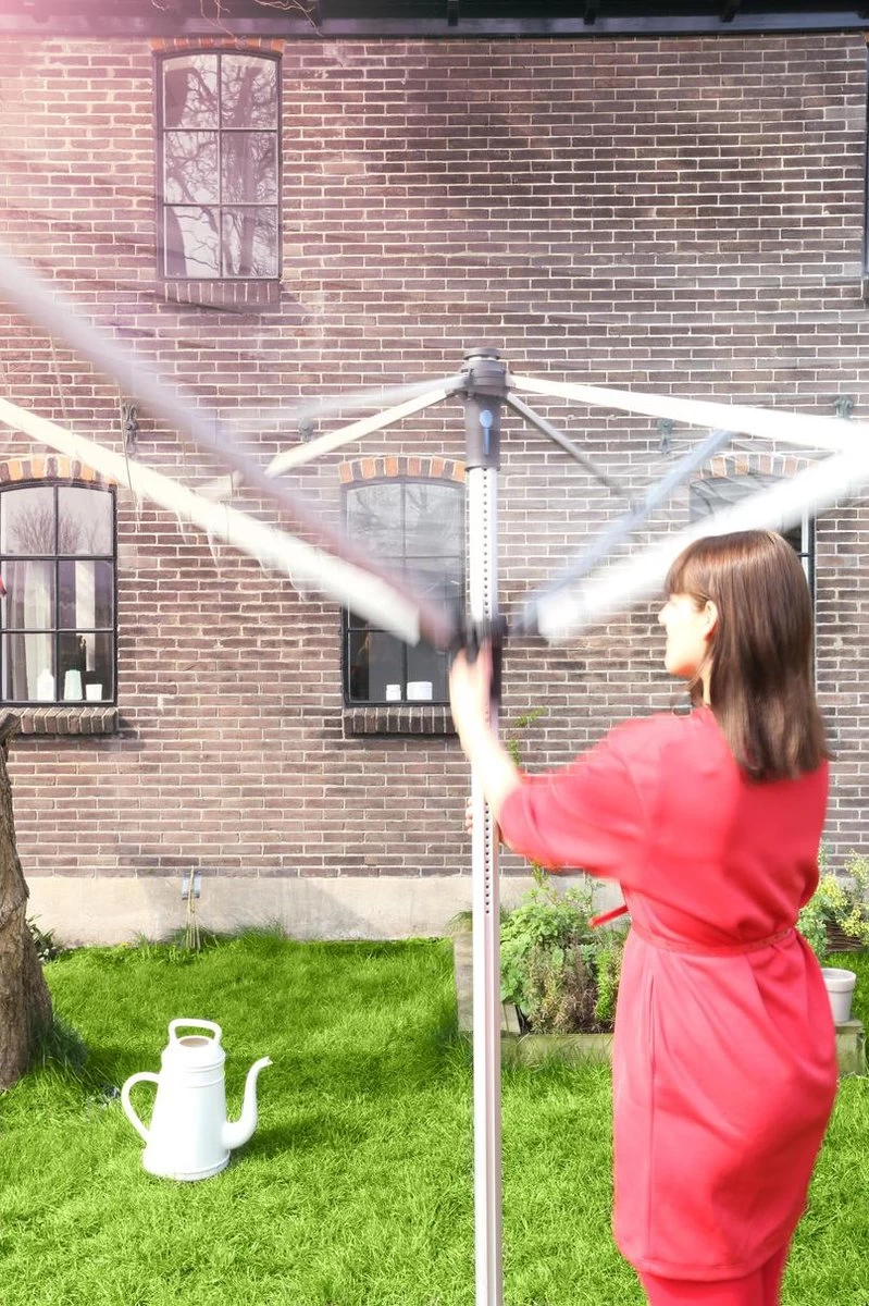 Brabantia Lift-O-Matic Advance Droogmolen Met Grondanker, Beschermhoes En Wasknijpertasje - 50 M - Metallic Grey 12 Brabantia Lift-O-Matic Advance Droogmolen Met Grondanker, Beschermhoes En Wasknijpertasje - 50 M - Metallic Grey - Afbeelding 10