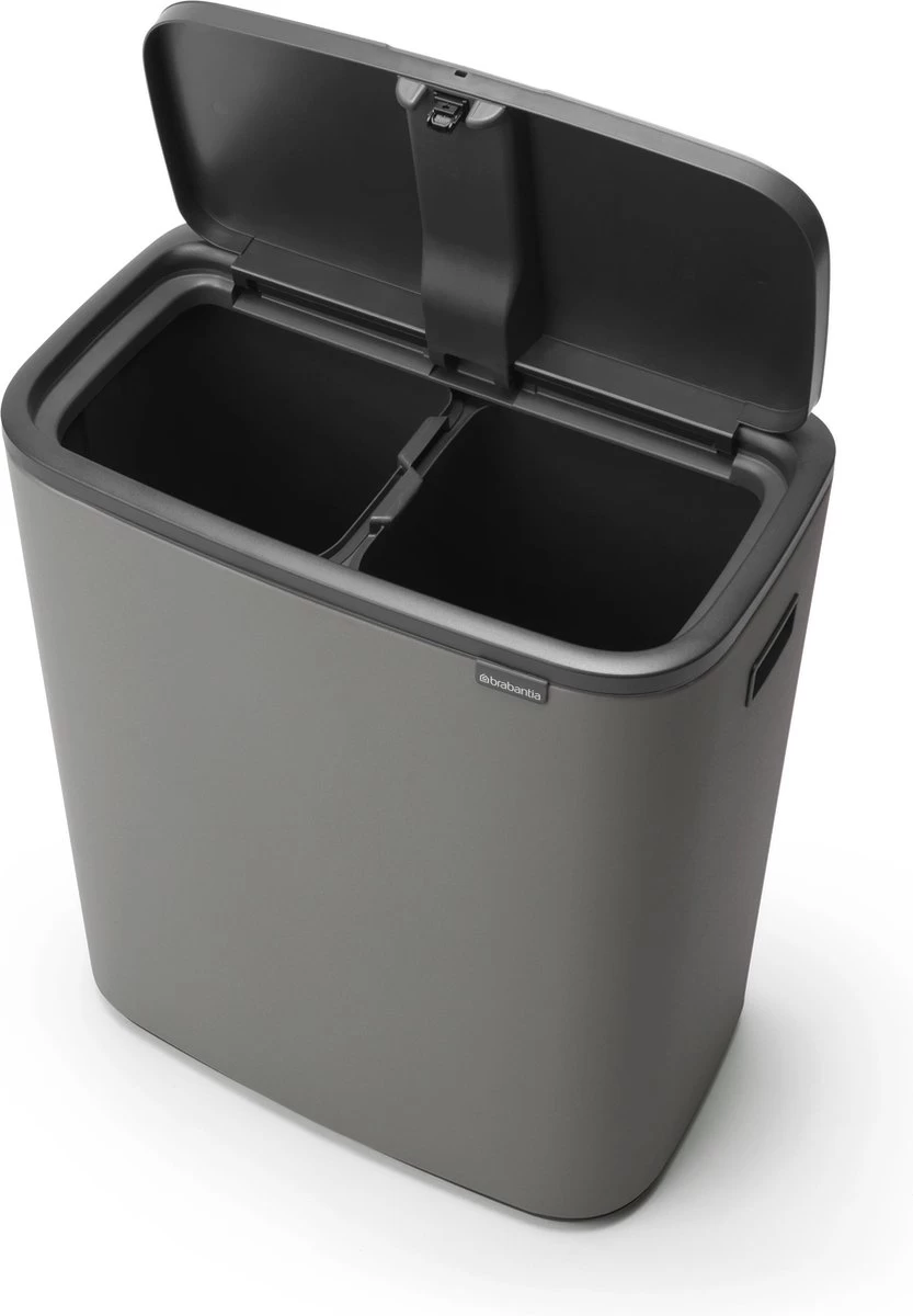 Brabantia Bo Touch Bin Prullenbak - 2 X 30 L - Mineral Concrete Grey 4 Brabantia Bo Touch Bin Prullenbak - 2 X 30 L - Mineral Concrete Grey - Afbeelding 2