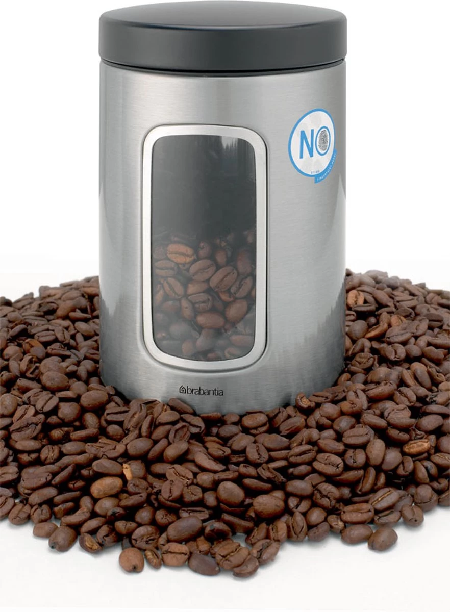 Brabantia Voorraadbus - 1,4 L - Matt Steel Fingerprint Proof / Matt Black Deksel - Met Venster 5 Brabantia Voorraadbus - 1,4 L - Matt Steel Fingerprint Proof / Matt Black Deksel - Met Venster - Afbeelding 3