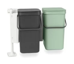 Brabantia Sort En Go Inbouwemmer 2x12 Liter Jade Green - Grey